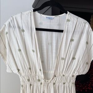 White Palm Tree Print Dress